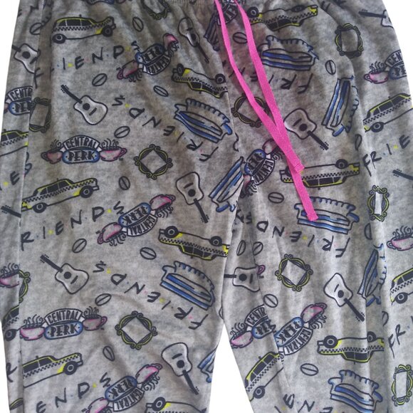 FRIENDS TV Show Series Soft Gray Pajama Pants Central Perk Womens Size Large - Picture 2 of 7